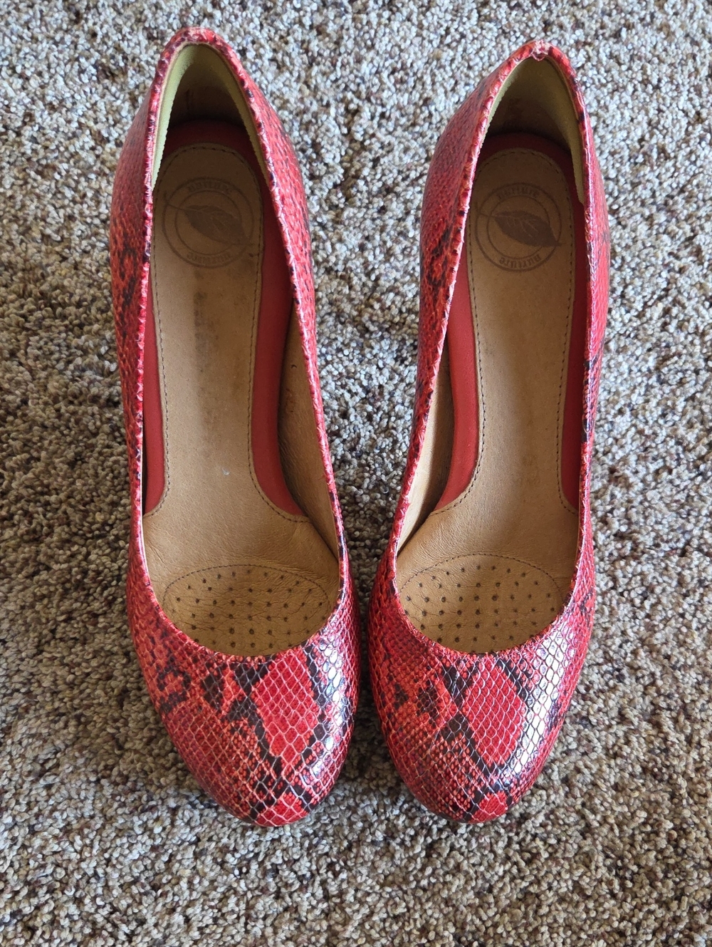 💞Orange and black snakeskin high heels💞
